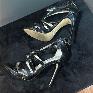 Steve Madden Glossy Black Strappy Sandals